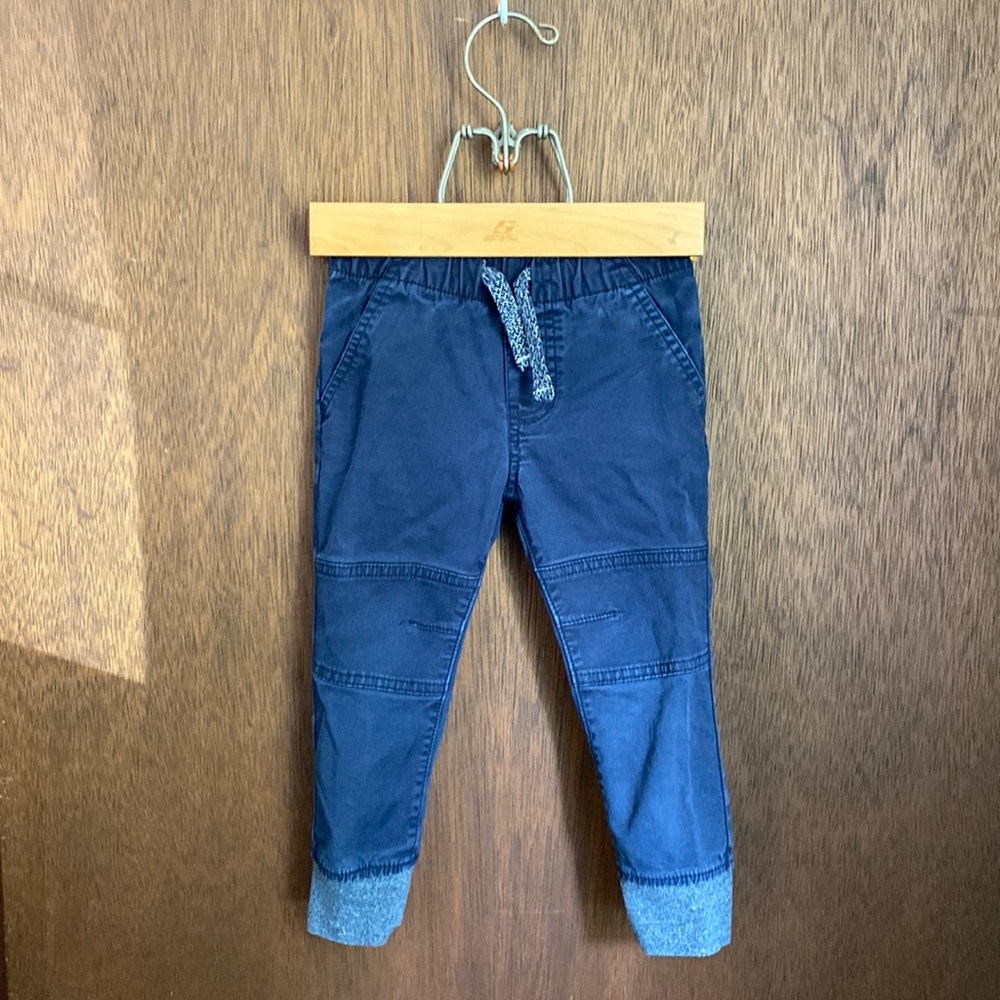 Navy Blue Joggers with elastic ankles and waist + functional drawstring